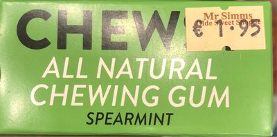 Chewsy Spearmint All Natural Chewing Gum 18G - 0700115979900