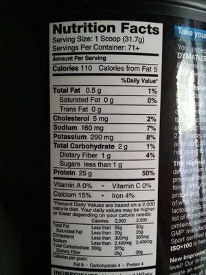 ISO 100  Hydrolyzed 100% Whey Protein Isolate - 0705016500406