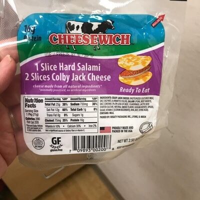 1 slice hard salami 2 slices colby jack cheese - 0709893002008