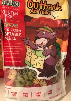 Orgran, outback animals vegetable pasta shapes - 0720516021909