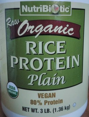 Nutribiotic, raw organic rice protein plain - 0728177030018