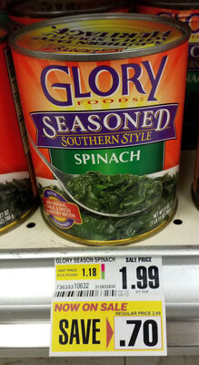 Spinach with onions, garlic & spices in a savory broth - 0736393106325