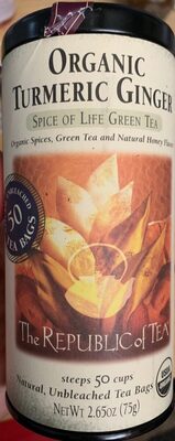 Organic turmeric ginger spice of life green unbleached tea bags - 0742676403555