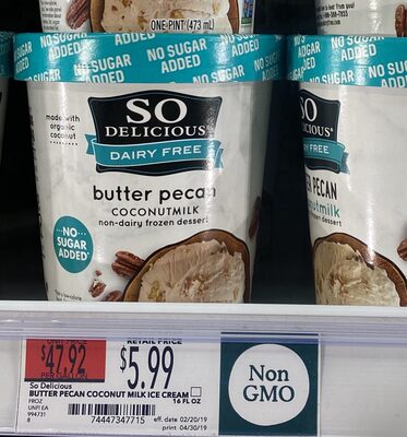 Butter pecan coconutmilk non-dairy frozen dessert, butter pecan - 0744473477159