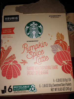 Starbucks, specialty coffee beverage, pumpkin spice, caffe latte - 0762111106780
