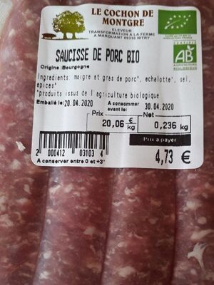 Saucisse de porc bio - 2000412031034