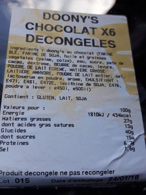 Doonys  chocolat x6 congelés