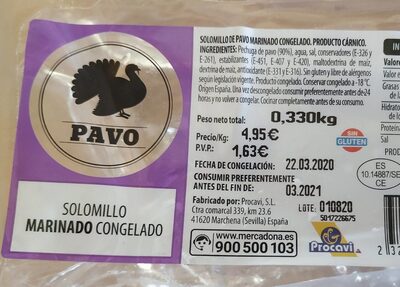 Solomillo de Pavo Marinado Congelado - 2325365001638