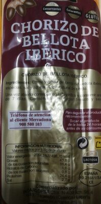 chorizo de bellota ibérico - 2358245007628