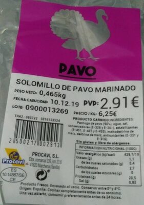 Solomillo de pavo marinado - 2500217002913