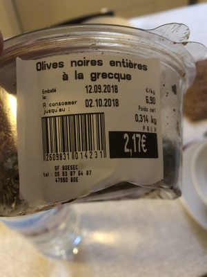 Olives noires entières à la grecque - 2609831014231