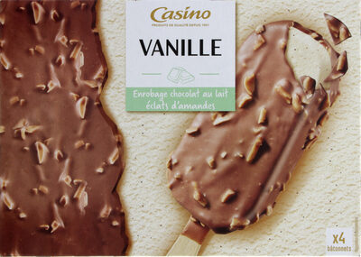 Maxi bâtonnets vanille enrobage chocolat au lait éclats d'amandes x4 - 3222476286024
