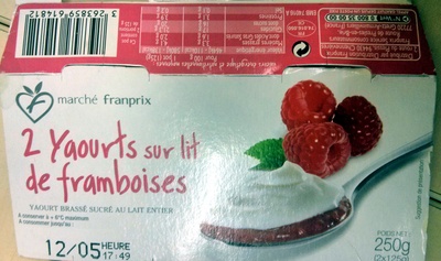 2 yaourts sur lit de framboise - 3263859614812
