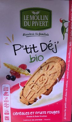 Biscuits P'tit Déj' bio - Céréales et fruits rouges - 3268350120718