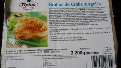 Gratins de crabe surgelés  - 3282740218304