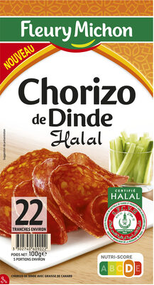 Chorizo de Dinde HALAL - 22 tranches environ - 3302740609022