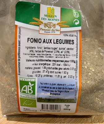 Fonio aux legumes - 3347430005166
