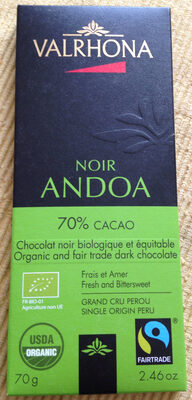 Tablette Andoa Noir 70% - Chocolat Noir Biologique Et équitable - 3395328120903