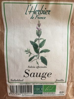 Sauge Feuilles Bio - Sachet 40 G - Herbier De France - 3417960000501