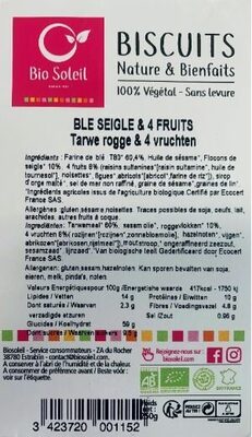 Biscuits Nature & Bienfaits Blé de seigle & 4 fruits - 3423720001152