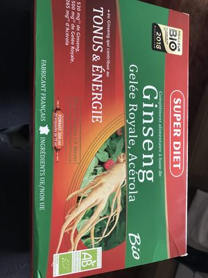 Ginseng Gelée Royale Acérola Bio - 20 Ampoules - Super Diet - 3428881231400