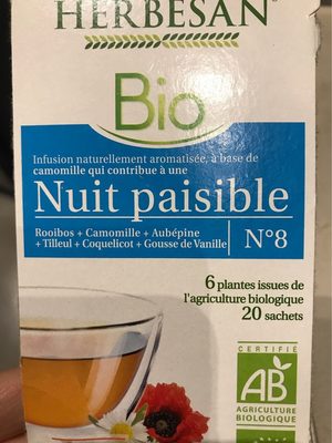 Herbesan Nuit Paisible Bio - 20 Sachets - Herbesan - 3428883636005