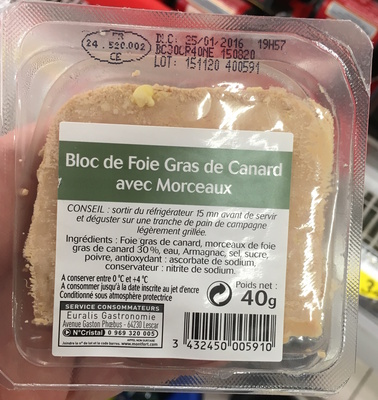 Bloc de foie gras de canard avec morceaux - 3432450005910