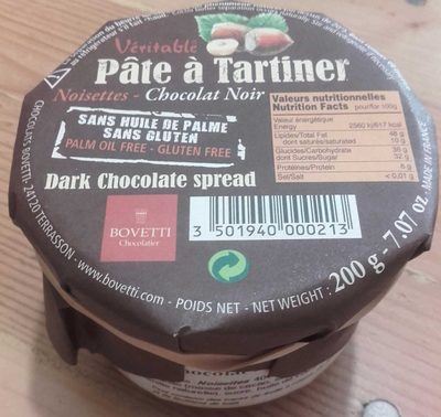Pâte à Tartiner Noisettes Chocolat Noir - 3501940000213