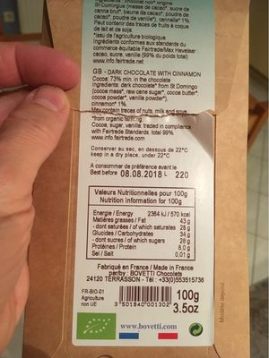 Chocolat noirà la cannelle - 3501940001302