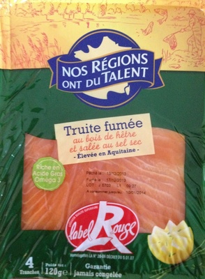 Truite fumée au bois de hêtre label Rouge (4 tranches) 120 g - 3564709053141