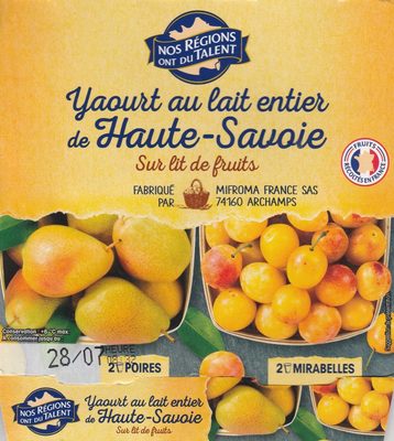 Yaourts au lait entier de Haute-Savoie sur lit de fruits jaunes - 3564709053462