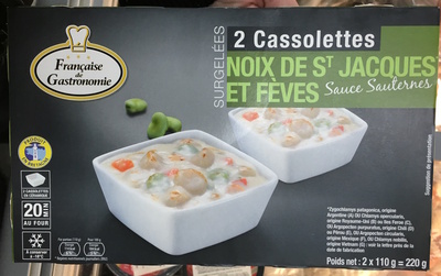 2 cassolettes surgelées Noix de St Jacques et Fèves sauce Sauternes - 3576280630666