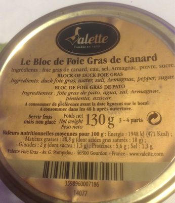Le bloc de foie gras de canard - 3598960007186