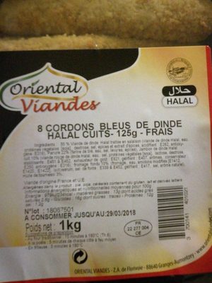 Cordon bleu de dinde Halal cuit - 3700141401021