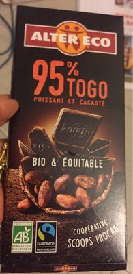 Chocolat Noir Puissant et Cacaoté Togo 95% de cacao - 3700214616970