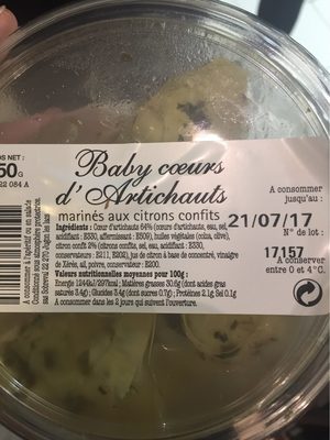Baby coeur d'artichauts marinés aux citrons confits - 3760074795185