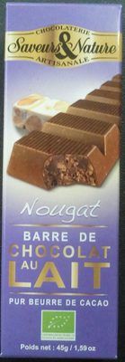 Nougat - Barre de Chocolat au Lait - 3760077187581