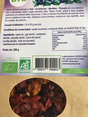Exopharm Mélange 4 Fruits Goji, Cranberries, Myrtilles, Physalis - 3760077790903