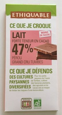 Chocolat Au Lait 47% Grand Cru Pérou Bio & équitable - 3760091726391