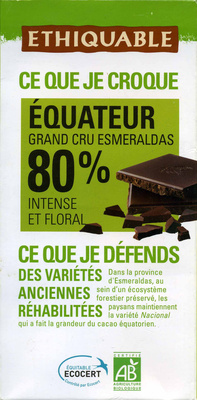 Chocolat noir 80% Equateur - 3760091726667
