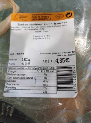 Jambon supérieur cuit - 39248534