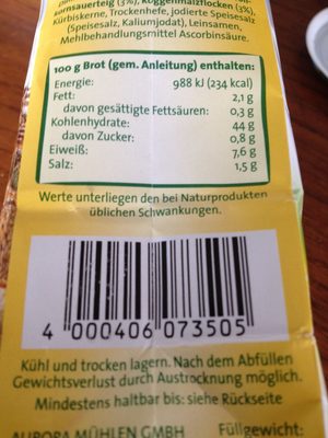 Aurora Brotbackmischung Roggen-Dinkelbrot 500G - 4000406073505