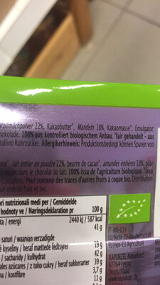 Chocolat Lait Amandes Entieres - 4006040196006