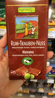 Chocolat Au Lait, Rhum, Raisins & Noisettes Bio rapunzel - 4006040320074