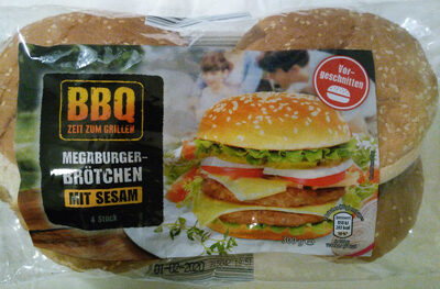 Megaburger-Brötchen mit Sesam (75g/Bun) - 4061458094306