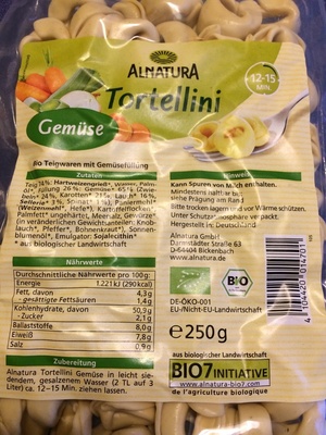 Alnatura Bio Tortellini Gemüse 250G - 4104420014701