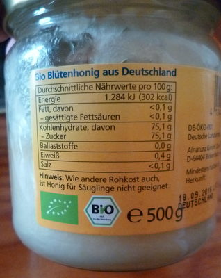 Alnatura Bio Deutscher Blütenhonig 500 g - 4104420024588