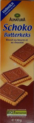 Alnatura Bio Schoko Butterkeks mit Vollmilchschokolade 130G - 4104420053960