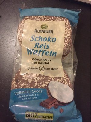 Alnatura Bio Schoko Reis Waffeln Vollmilch Cocos 100 g - 4104420054363