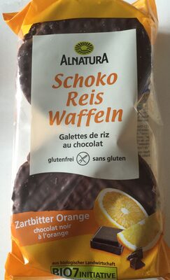 Alnatura Bio Schoko Reis Waffeln Zartbitter Orange 100 g - 4104420054387